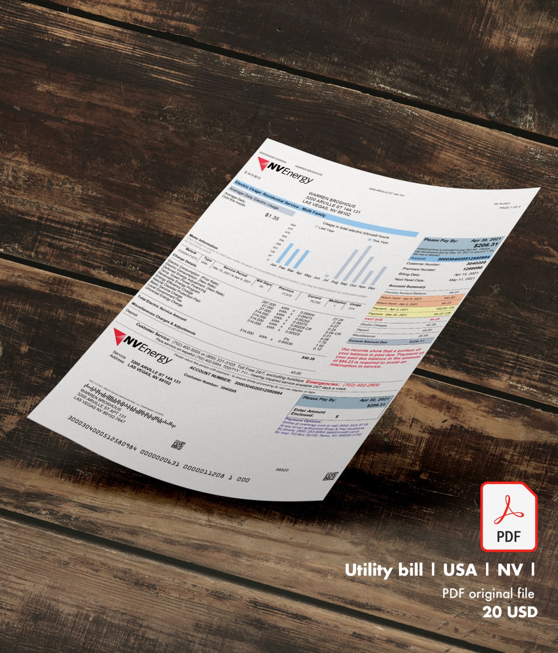 Utility bill | NVenergy | USA | NV-0