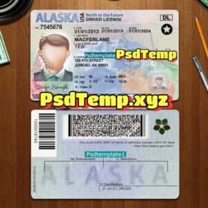 Editable blank Alaska drivers license template PSD