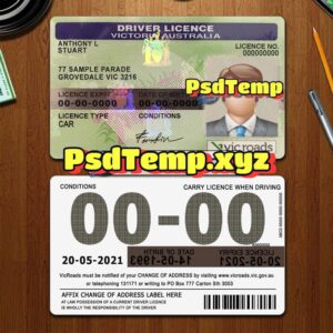 Editable blank Australia drivers license template PSD