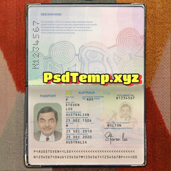 Australia Passport Template Psd - Image 2