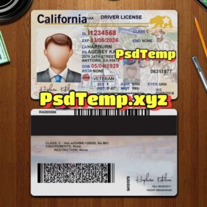 Editable blank California drivers license template PSD