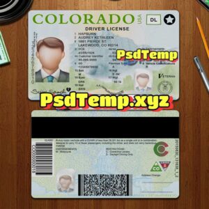 Editable blank Colorado drivers license template PSD