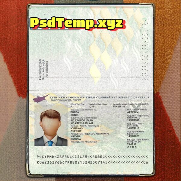 Cyprus Passport Template Psd