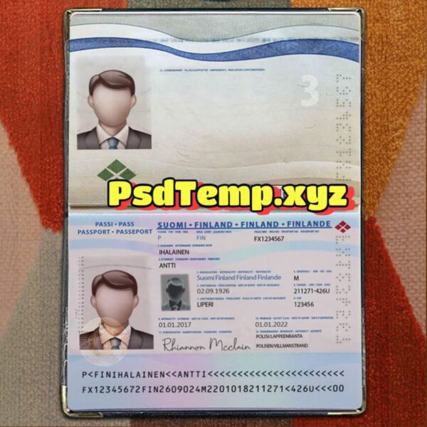 Finland Passport Template Psd