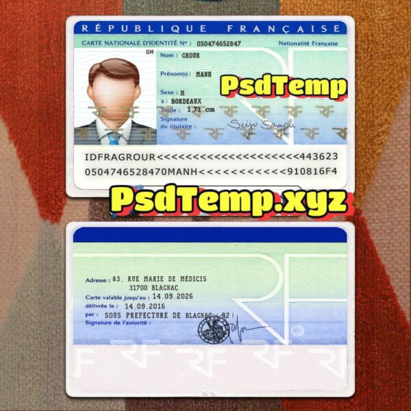 France ID Card Template PSD