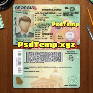 Editable blank Georgia drivers license template PSD