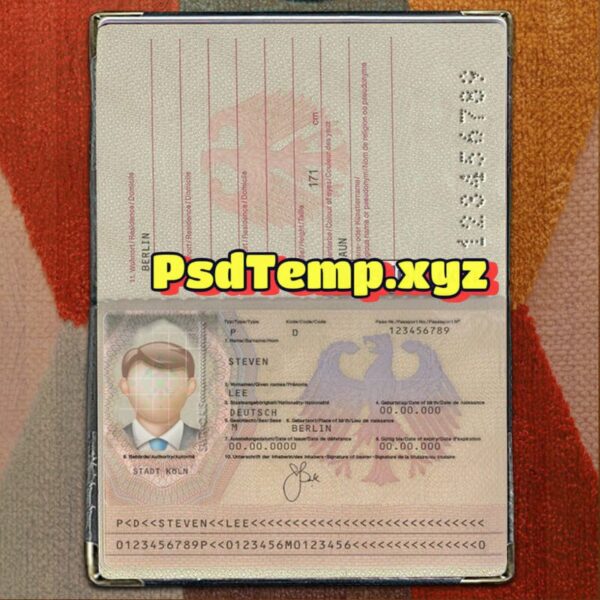 Germany Passport Template Psd - Image 2