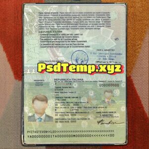 Italy Passport Template Psd
