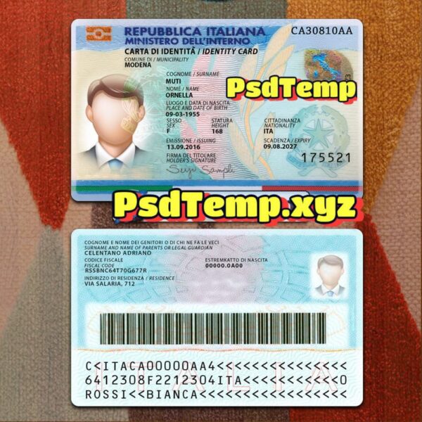 Italy ID Card Template PSD