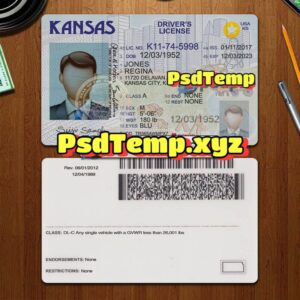 Editable blank Kansas drivers license template PSD