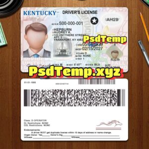 Editable blank Kentucky drivers license template PSD