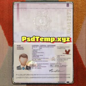 Latvia Passport Template Psd