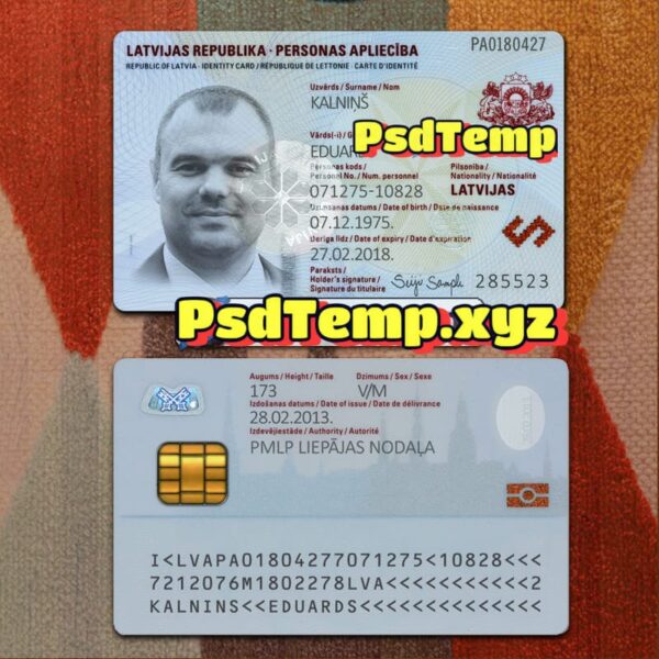 Latvia ID Card Template PSD