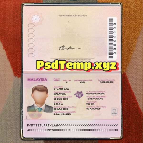 Malaysia Passport Template Psd - Image 2