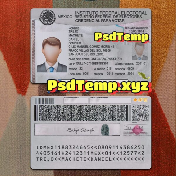 Mexico ID Card Template PSD