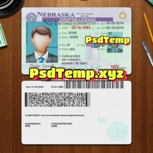 Editable blank Nebraska drivers license template PSD
