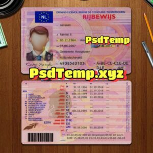 Editable blank Netherlands drivers license template PSD