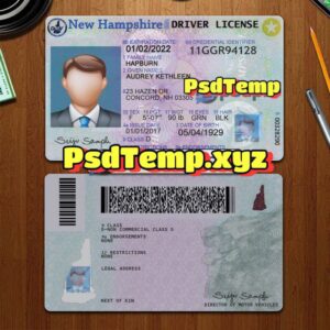 Editable blank New Hampshire drivers license template PSD