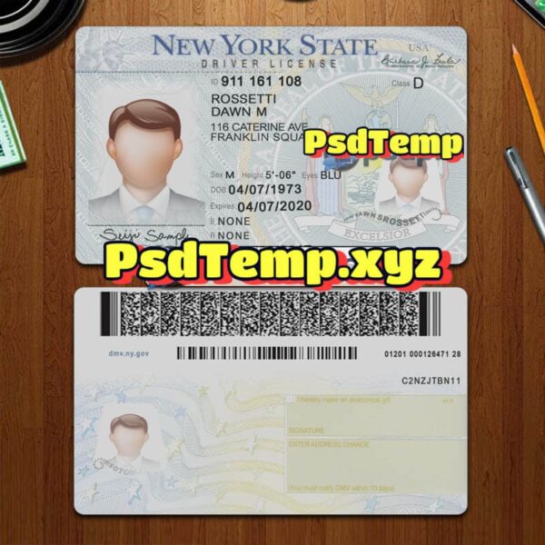 Editable blank New York drivers license template PSD (Copy)