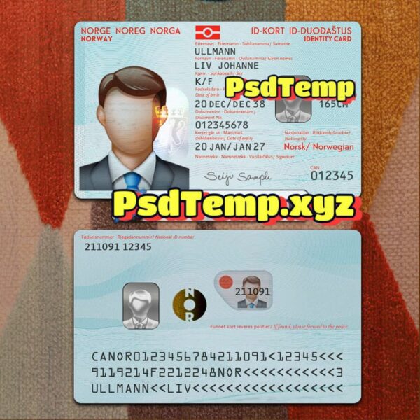 Norway ID Card Template PSD