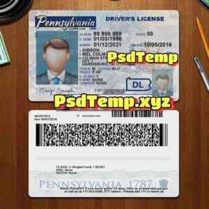 Editable blank Pennsylvania drivers license template PSD