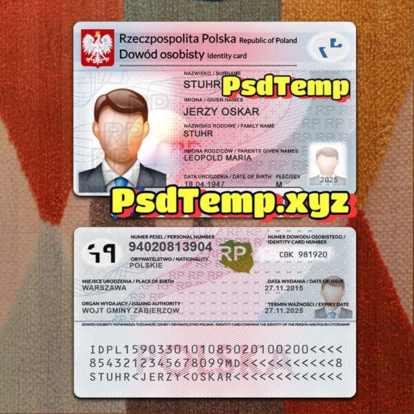 Poland ID Card Template PSD