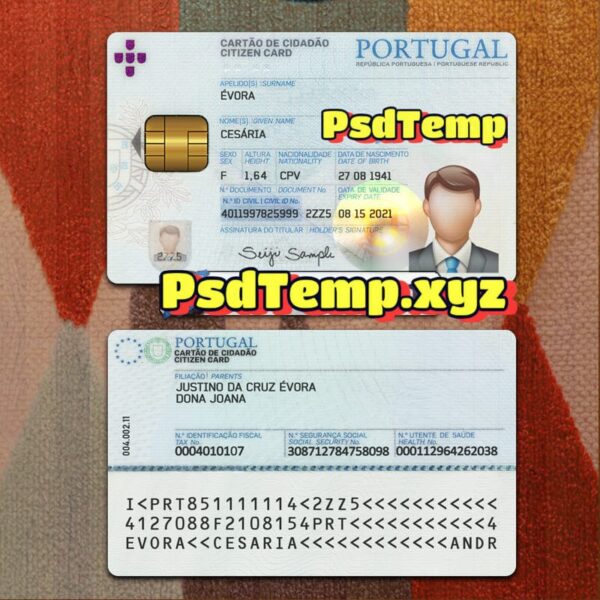 Portugal ID Card Template PSD