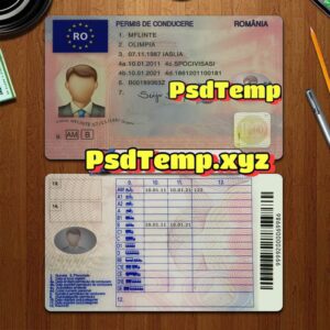 Editable blank Romania drivers license template PSD