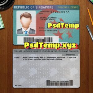 Editable blank Singapore drivers license template PSD
