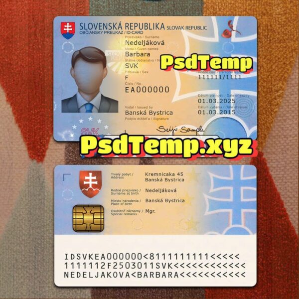 Slovakia ID Card Template PSD