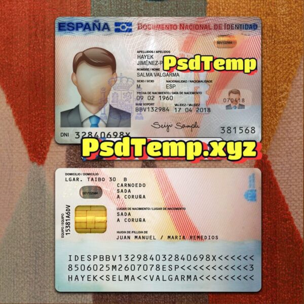 Spain ID Card Template PSD