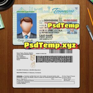 Editable blank Tennessee drivers license template PSD