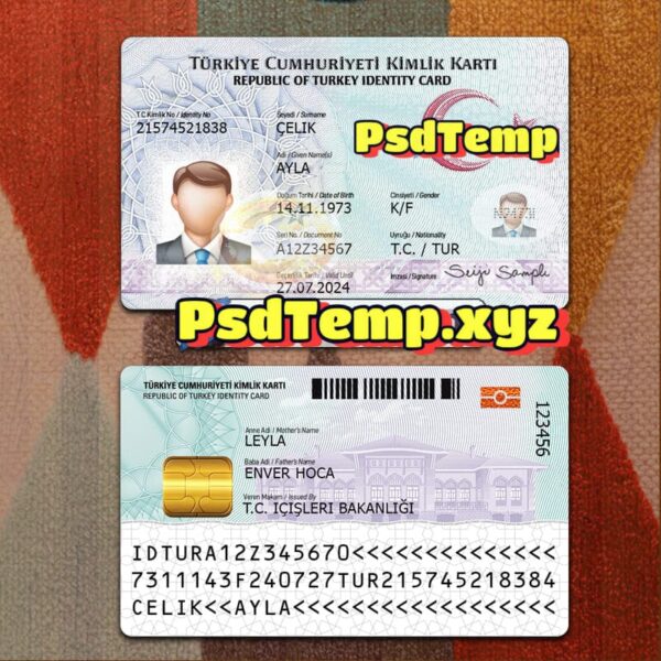 Turkey ID Card Template PSD