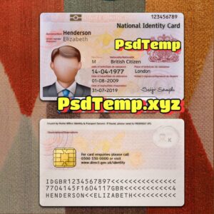 UK ID Card Template PSD