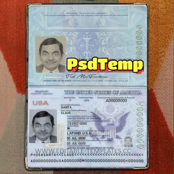 US Passport Template Psd