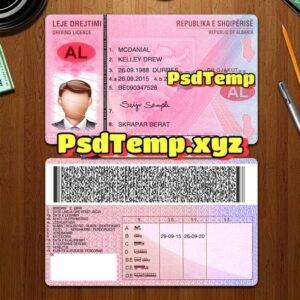 Editable blank Albania drivers license template PSD