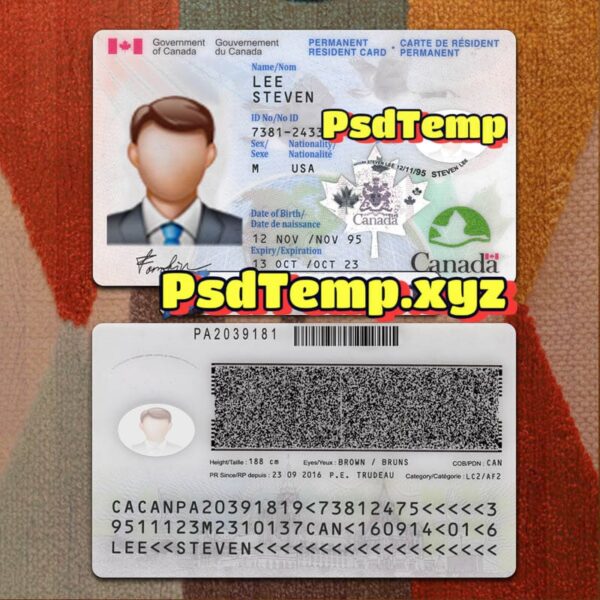 Canada ID Card Template PSD