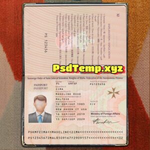 Malta Passport Template Psd